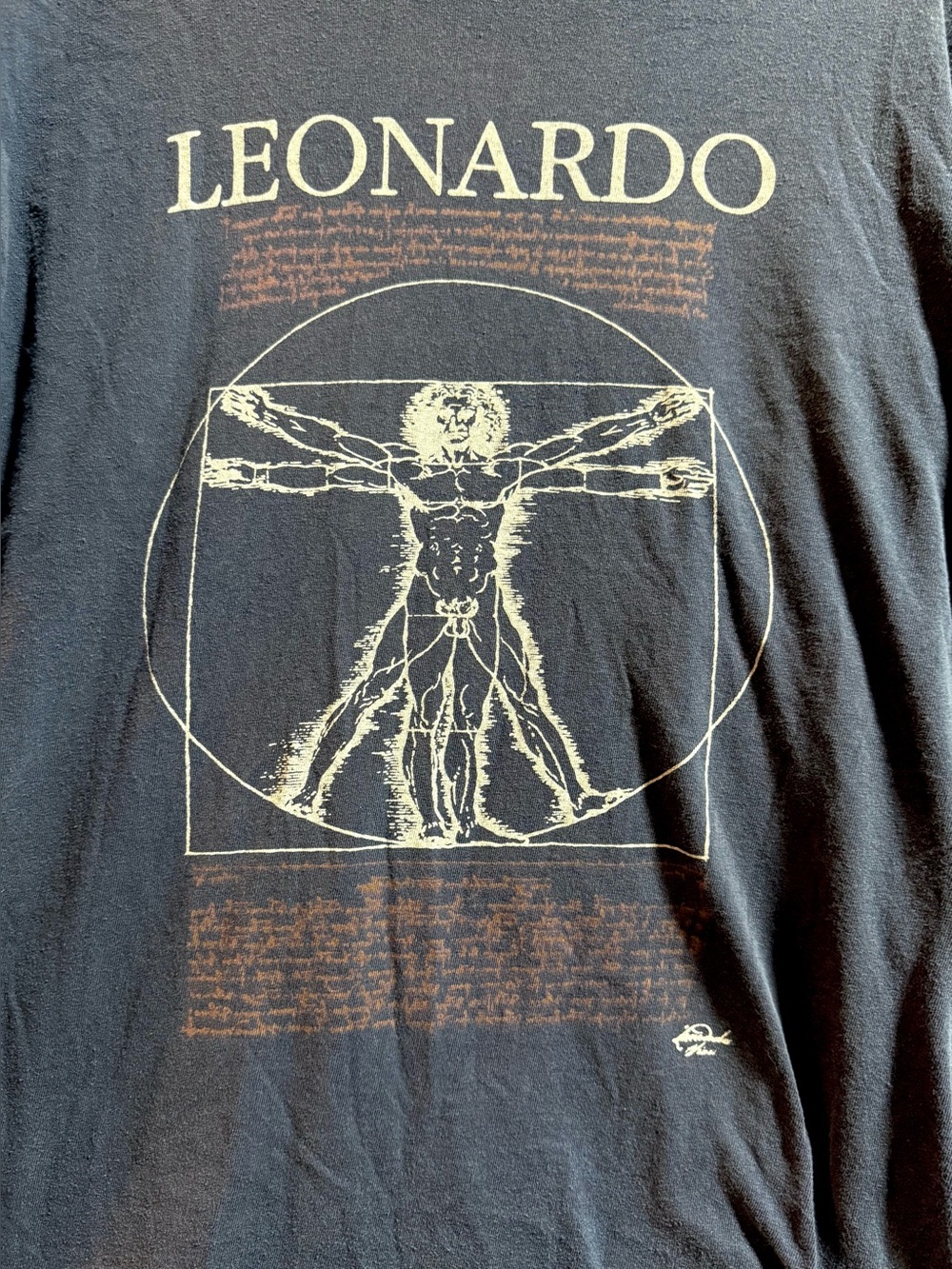 Vintage 90s Leonardo Da Vinci Vitruvian Man Shirt Size Medium